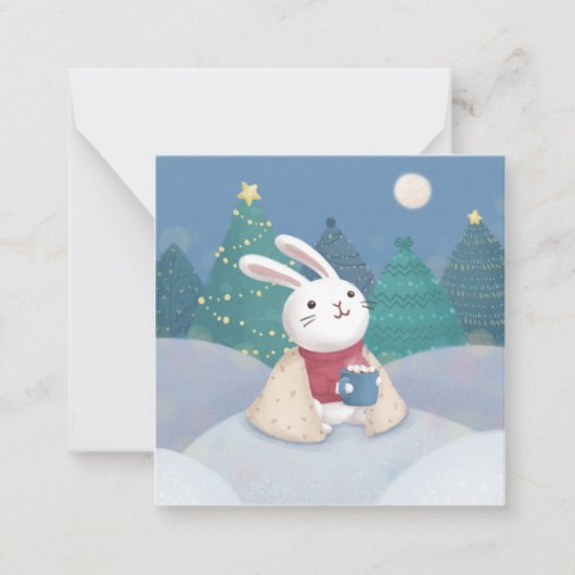 Vrolijk Kerstfeest: Bunny Illustration Notitiekaartje (Voorkant)