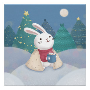 Vrolijk Kerstfeest: Bunny Illustration Perfect Poster