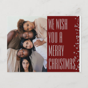 Vrolijk kerstfeest Burgundy Foto Holiday Briefkaar Feestdagenkaart