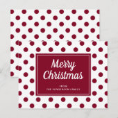 Vrolijk kerstfeest Burgundy Red Polka Dots Briefkaart (Voorkant / Achterkant)
