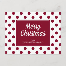 Vrolijk kerstfeest Burgundy Red Polka Dots Briefkaart