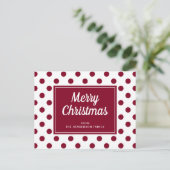 Vrolijk kerstfeest Burgundy Red Polka Dots Briefkaart (Staand voorkant)