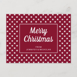 Vrolijk kerstfeest Burgundy Red White Stars Briefkaart