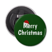 Vrolijk kerstfeest button flesopener (Voorkant)