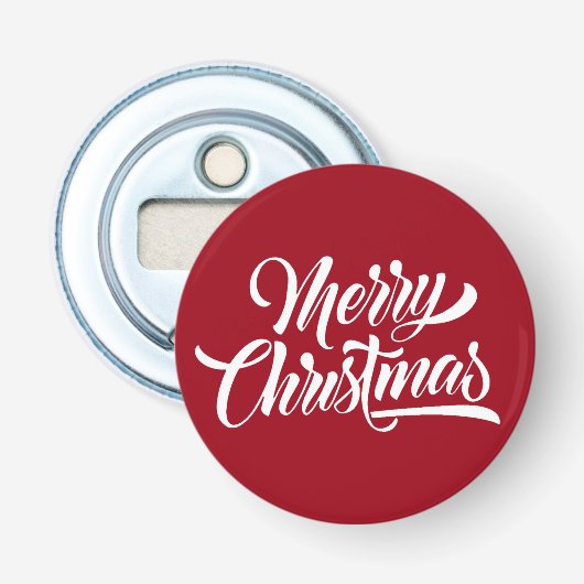 Vrolijk kerstfeest button flesopener (Voorkant)