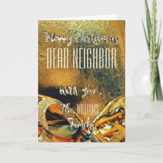 Vrolijk Kerstfeest Buurman Faux Gold Ribbon Feestdagen Kaart (Voorkant)