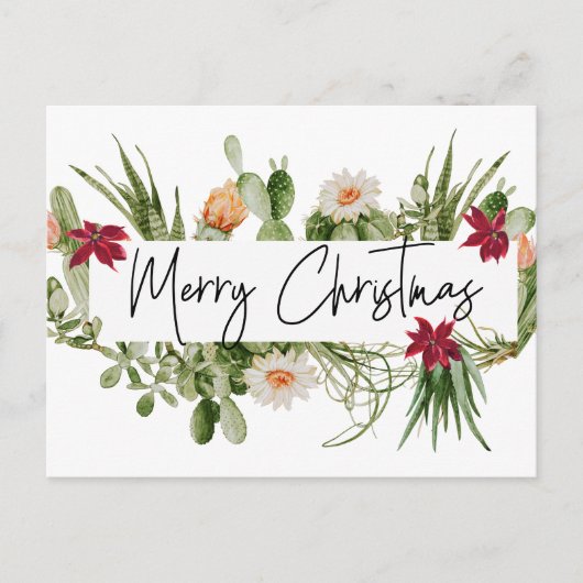 Vrolijk Kerstfeest Cactus Succulent Zuidwest Briefkaart (Voorkant)