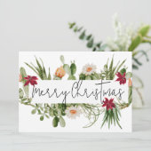 Vrolijk Kerstfeest Cactus Succulent Zuidwest Feestdagenkaart (Staand voorkant)