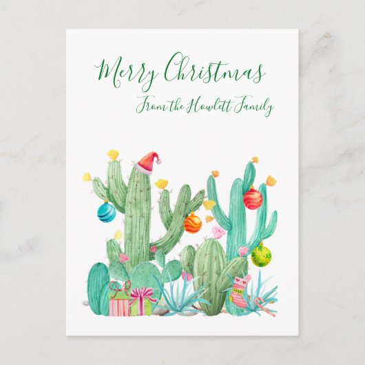 Vrolijk Kerstfeest Cactussen Woestijn Cactus Zuidw Feestdagenkaart (Voorkant)