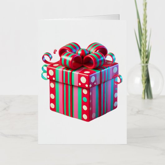 Vrolijk Kerstfeest Cadeau kaart! Folie Feestdagenkaart (Voorkant)