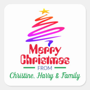 Vrolijk kerstfeest. Cadeau voor kerstmis Vierkante Sticker