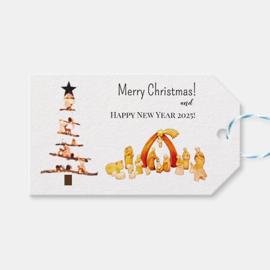 Vrolijk kerstfeest! cadeaulabel (Voorkant (Horizontaal))