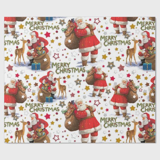 Vrolijk kerstfeest cadeaupapier (Vlak)