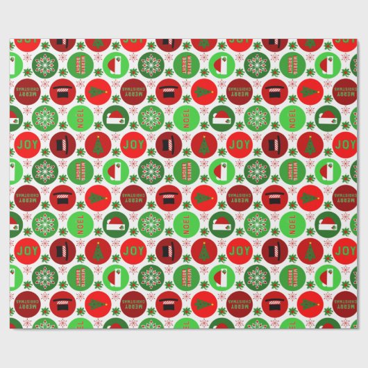 Vrolijk kerstfeest cadeaupapier (Vlak)