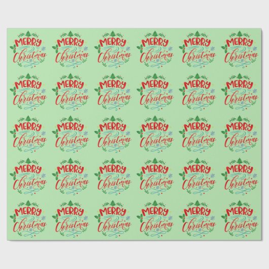 Vrolijk kerstfeest cadeaupapier (Vlak)