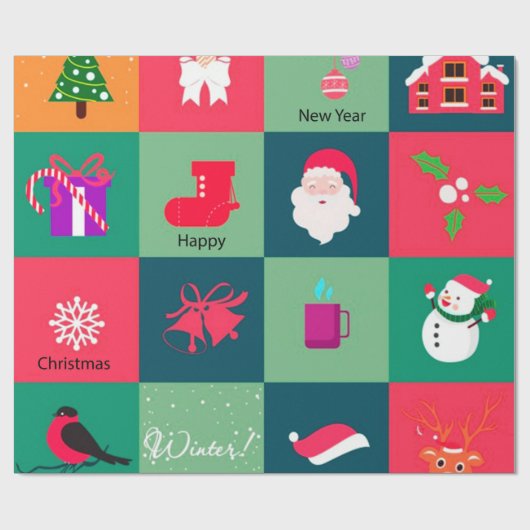 Vrolijk kerstfeest cadeaupapier (Vlak)