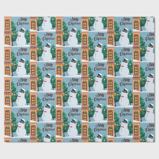 Vrolijk kerstfeest cadeaupapier (Vlak)