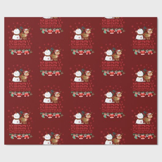 Vrolijk kerstfeest cadeaupapier (Vlak)