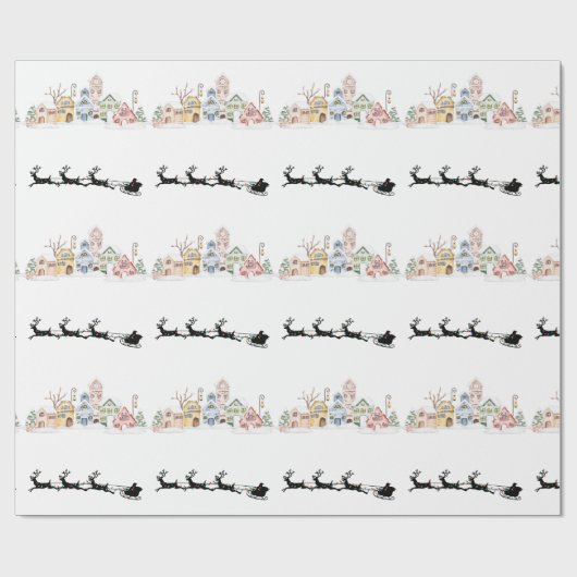 Vrolijk kerstfeest cadeaupapier (Vlak)