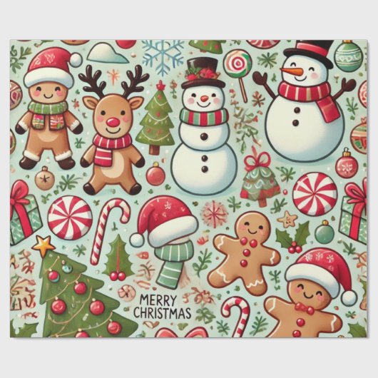 vrolijk kerstfeest cadeaupapier (Vlak)