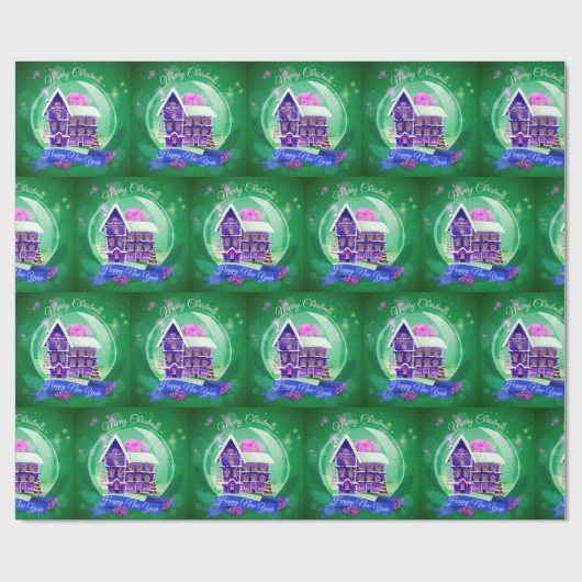 Vrolijk kerstfeest cadeaupapier (Vlak)