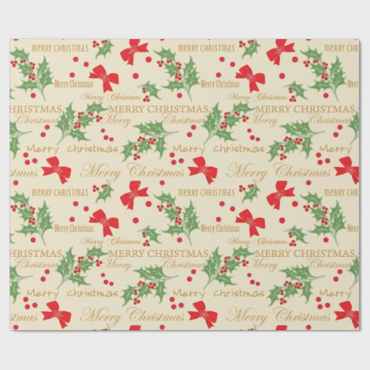 Vrolijk kerstfeest cadeaupapier (Vlak)