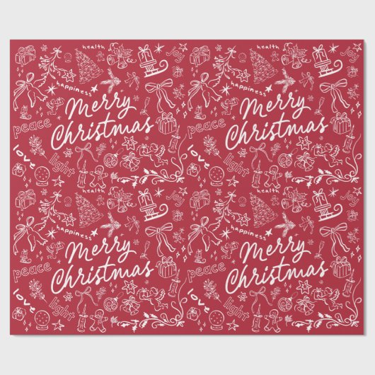 Vrolijk kerstfeest cadeaupapier (Vlak)