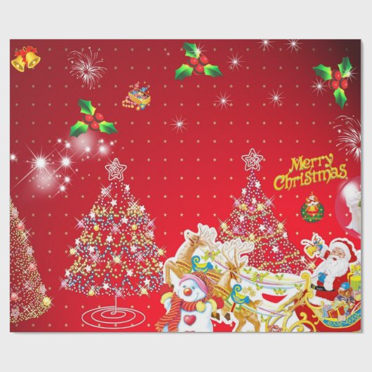 Vrolijk kerstfeest cadeaupapier (Vlak)