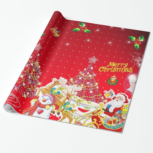 Vrolijk kerstfeest cadeaupapier (Uitgerold)
