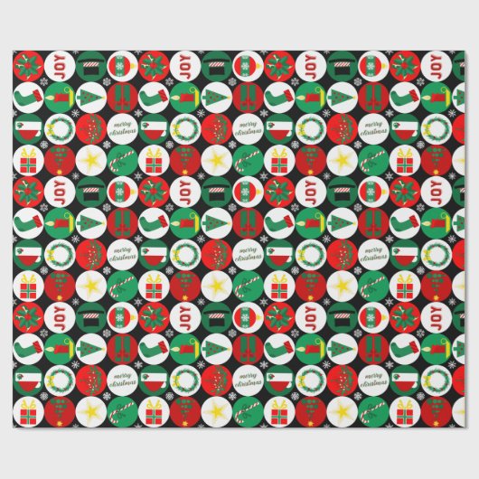 Vrolijk kerstfeest cadeaupapier (Vlak)