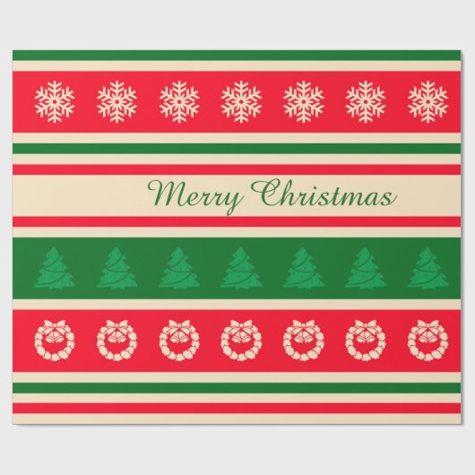 Vrolijk kerstfeest cadeaupapier (Vlak)