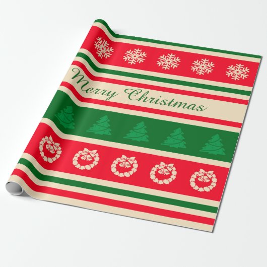 Vrolijk kerstfeest cadeaupapier (Uitgerold)