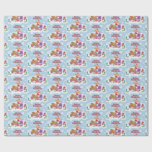 Vrolijk kerstfeest cadeaupapier (Vlak)