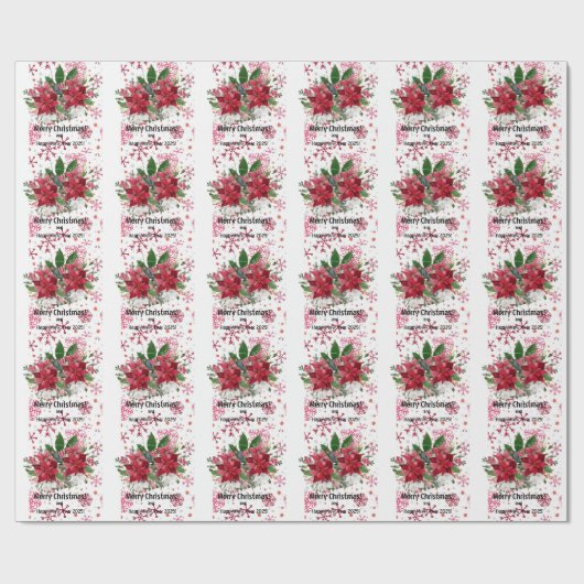 Vrolijk kerstfeest! cadeaupapier (Vlak)