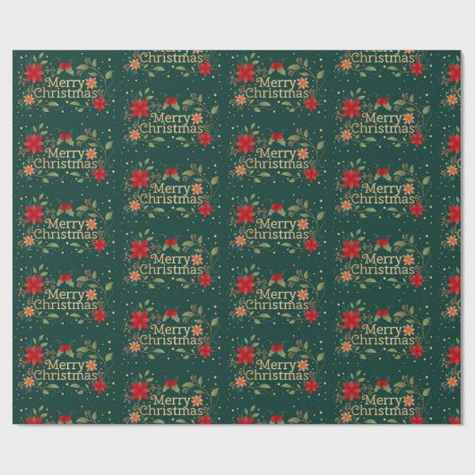 Vrolijk kerstfeest cadeaupapier (Vlak)