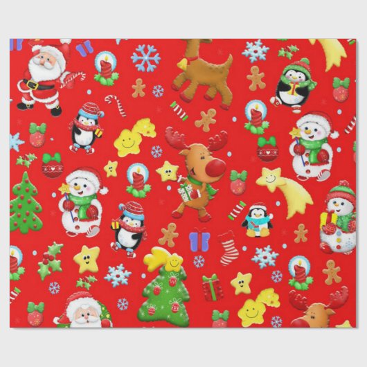 Vrolijk kerstfeest cadeaupapier (Vlak)