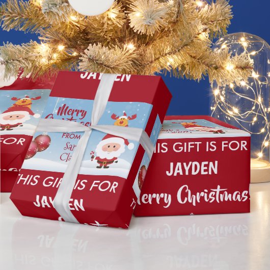 Vrolijk kerstfeest, cadeautje van de kerstman, Rud Cadeaupapier (Feestdagen)