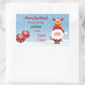 Vrolijk kerstfeest, cadeautje van de kerstman, Rud Rechthoekige Sticker (Tas)