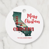 Vrolijk kerstfeest California State Holiday Bedankjes Labels (Voorkant)