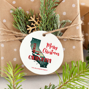 Vrolijk kerstfeest California State Holiday Bedankjes Labels