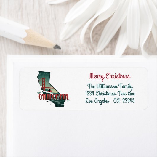 Vrolijk kerstfeest Californië vakantie retour adre Etiket (Insitu)