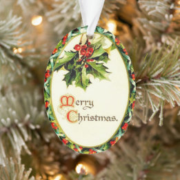 Vrolijk kerstfeest  Calligrafie Holly Acrylyl Ornament