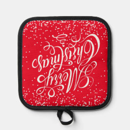 Vrolijk Kerstfeest Caltografie Rood Wit Pannenlap