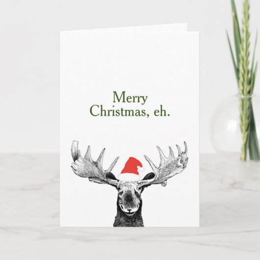 Vrolijk kerstfeest Canadese Moose Stocking Pet Feestdagen Kaart (Voorkant)