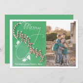  Vrolijk Kerstfeest Candy Cane Tekst Fotokaart Feestdagenkaart (Voorkant / Achterkant)