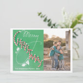  Vrolijk Kerstfeest Candy Cane Tekst Fotokaart Feestdagenkaart (Staand voorkant)