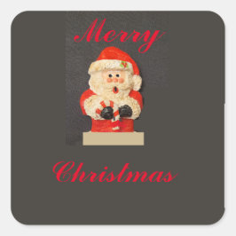 VROLIJK KERSTFEEST CANE SANTA VIERKANTE STICKER