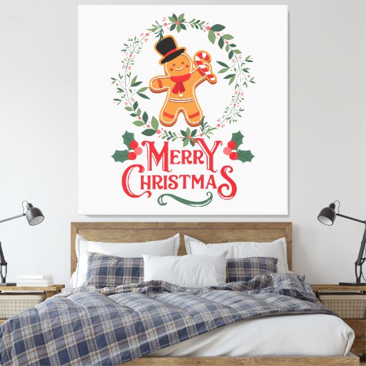 Vrolijk kerstfeest canvas afdruk (Insitu (Slaapkamer))