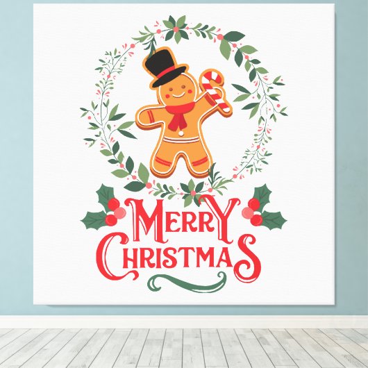 Vrolijk kerstfeest canvas afdruk (Insitu (Houten vloer))