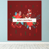 Vrolijk kerstfeest canvas afdruk (Insitu (Houten vloer))
